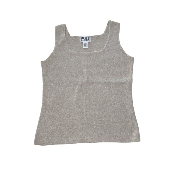 CHICO’S Ribbed Cami Tank Top Dark Stone Tan (Size 0) - Picture 1 of 5